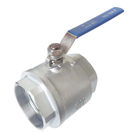4 Inch Full Port Ball Valve 316 Stainless Steel NPT Female Threads With Serviceable Design Built Tough Blue Vinyl Insulated Handle