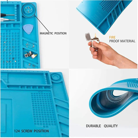 Heat Resistant Soldering Mat 932 Degrees Fahrenheit Large Anti Static Magnetic Work Surface With Screw Position Silicone Soldering Pad