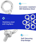 8 Pack M6 Eye Bolts, Beefy Heavy Duty Stainless Steel Eyebolts For Lifting Machinery And Outdoor Use, corrosion resistant 304 stainless