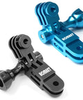 Beefy Aluminum Alloy Extension Arm Kit 2 Pack Pivot Mounts For Action Cameras Like DJI Osmo AKASO CamPark YI In Blue And Black Heavy Duty And Versatile For Cycling Surfing Skiing Snowboarding Mountain Climbing, blue and black