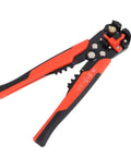 Red Automatic Wire Stripping And Crimping Pliers, High Carbon Steel cable cutting tool with ergonomic grips for maintenance tasks.