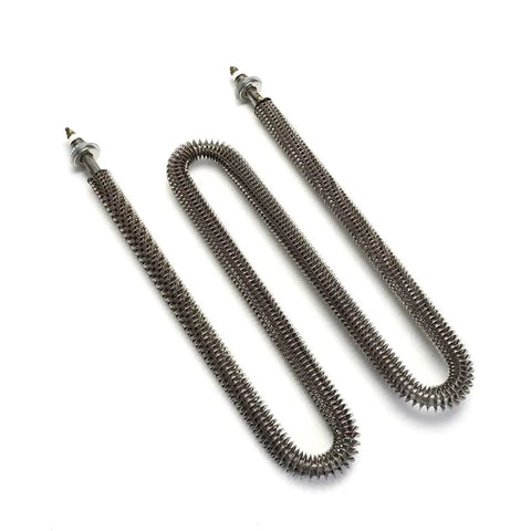 Top Shelf W Shape Finned Tubular Heater 220 Volt 3000 Watt Heavy Duty Industrial Air Heating Element SUS304 Stainless Steel close-up.