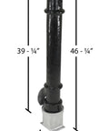 Built Tough Steel Underground Removable Ornamental Bollard 40 Inch Tall with steel structure and dimensions for secure parking lot use.