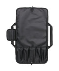 Open view of Pro Grade Portable Chef Knife Bag Foldable Knife Roll with Oxford Cloth Storage showing empty utensil slots.