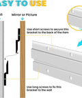 Diagram showing installation steps for Badass Heavy Duty Aluminum French Cleat Hanger Keeps Your Wall Art And Shelves Rock Solid So You Dont Sweat It.