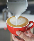 Stainless Steel Milk Frothing Pitcher For Latte Art 12 Ounce Barista Grade Pouring Jug Creamer For Espresso Foam in use