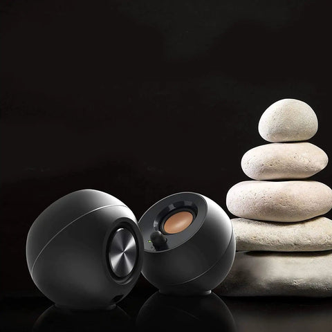 Pebble 2.0 USB Powered Desktop Speakers With Far Field Drivers And Passive Radiators For PCs And Laptops Black Renewed