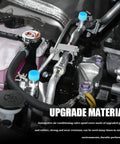 Keep Things Chill Under The Hood With These Tight Sealing Car AC Valve Caps Crafted For R134a Systems close-up of upgraded valve spool cover with blue caps and hoses