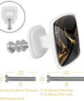 Abstract Marble Fluid Art Black Gold Drawer Handles 4 Pack Glass ABS cabinet pulls with screws and hardware detail view.
