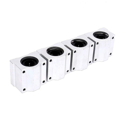 SCS16UU linear motion ball bearing blocks with 16mm bore, white aluminum housings, set of 4
