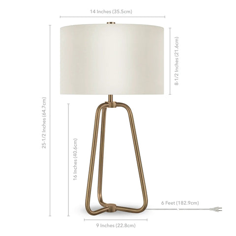 25.5 Inch Tall Table Lamp With White Fabric Shade And Brass Finish Delivers A Cozy Diffused Glow, Ideal For Nightstands