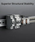 12 Inch 35mm Wide Top Hat Slotted Aluminum DIN Rail Mounts with relays and circuit boards installed