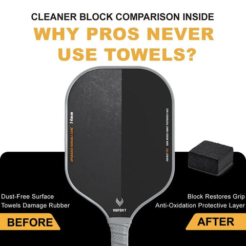 Comparison of Set Of 2 Pickleball Paddles With Raw Carbon And Glass Fiber Surface showing cleaner block effect, 14mm core.