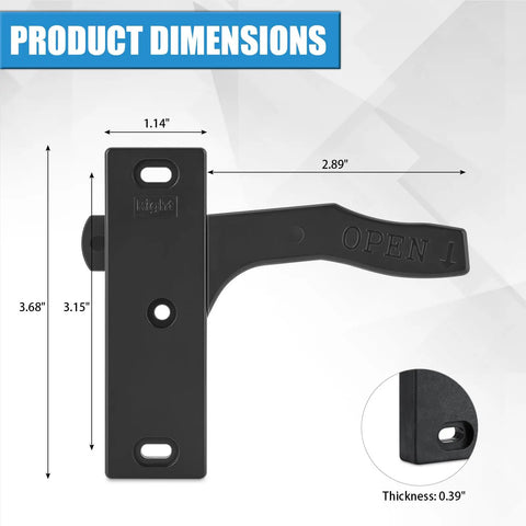 All Metal RV Screen Door Latch Right Hand Upgrade Kit with Zinc Alloy Handle and High Impact ABS Hardware dimensions