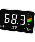 3 In 1 Decibel Meter With Temperature And Humidity, Rechargeable dB Meter With LCD Screen For Real Time Noise Levels, Humidity And Temp Readouts, Ideal For Home, Studio, Or Office Noise Control. black LCD desktop device showing 68.3 dB, 26°C and 68% RH