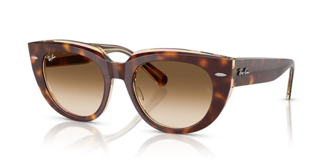 Doreen Square Sunglasses In Light Havana On Transparent Frame With Clear Gradient Brown Lenses 49 Millimeter Size Medium Fit UV Protection