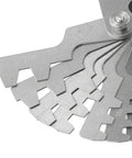 Close-up of ACME Screw Pitch Gauge 30 Degree Tool With 14 Blades Measures 2P To 20P In Metric Stainless Steel