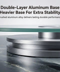 360 Degree Lazy Susan For Dining Table With Tempered Glass Round Top and double-layer aluminum base.