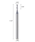 Front view of SpeTool 2-flute flat-nose carbide end mill, 1/16 in dia, 1/8 in shank, TiAlN coated