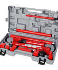 Heavy Duty 10 Ton Porta Power Kit With Hydraulic Pump And Ram Jack Repair Set For Auto Body Frame Work in grey case.