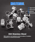 Glarks 12-piece stainless steel mini fuel-injection hose clamps, adjustable 8–10mm hose clips kit