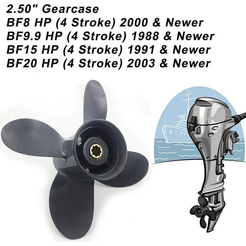 9.25 By 10 Inch Aluminum Outboard Propeller For Honda 8 9.9 15 20 HP Motors With 8 Spline Right Hand Rotation Four Blade And Cupped Design