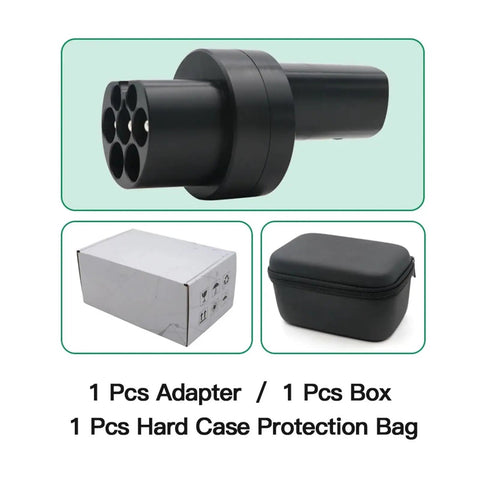 Tesla To Type 2 Adapter Nacs Electric Vehicle Charger Converter with hard case and box for convenient storage and transport.
