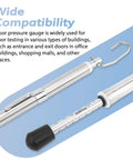 Pressure Gauge 0 To 35 Lbs For ADA Compliant Door Tests In Office Buildings Shopping Malls And Commercial Spaces A Handy Go To Tool For Inspectors And Maintenance Pros Quick Door Tightness And Swing Force Checks, stainless steel