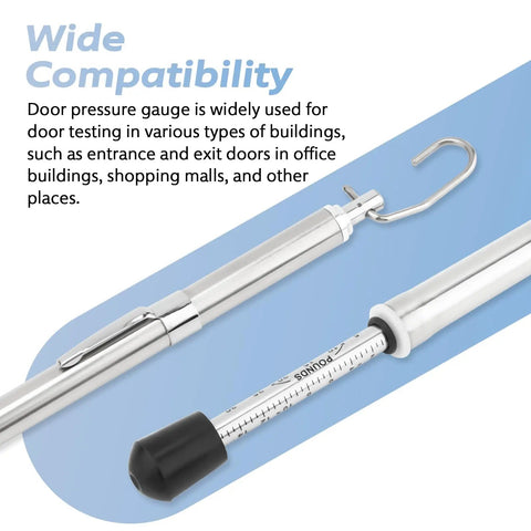 Pressure Gauge 0 To 35 Lbs For ADA Compliant Door Tests In Office Buildings Shopping Malls And Commercial Spaces A Handy Go To Tool For Inspectors And Maintenance Pros Quick Door Tightness And Swing Force Checks, stainless steel