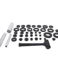 Pro Grade 37 Piece Seal Bearing Installation Kit for Oil Seals and Bearings, nylon and metal tools arranged with hammer
