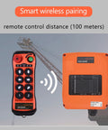 Beefy Rugged Industrial Wireless Crane Remote Control Kit with four motion and eight buttons, transmitter and receiver visible