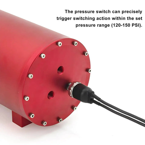 Close up of Lock Tight Air Pressure Switch For 120 To 150 Psi Automatic Compressor Cut Off Valve showing connection and pressure range details.