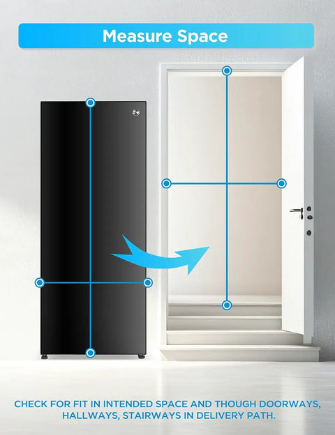 Image showing 16.4 Cu Ft Convertible Refrigerator And Upright Freezer Energy Star Certified Auto Defrost, measuring space for door fit.