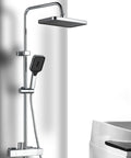 CUTPOIY Thermostatic Shower System, Shower Faucet Set with LED Digital Display modern chrome rain showerhead and handheld spray.