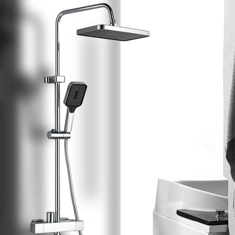 CUTPOIY Thermostatic Shower System, Shower Faucet Set with LED Digital Display modern chrome rain showerhead and handheld spray.