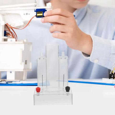 Hands-On Water Electrolysis Experimenter Portable Electrolysis Apparatus for Chemistry Lab, shown in use by a student