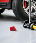 Heavy Duty Silicone Car Door Lock Buffer Pads For Hella Quiet Drives And Zero Rattle With Strong Self Adhesive Backing, set of 20 displayed near a vehicle.