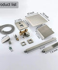 Top Notch Brushed Nickel Shower System With A 10 Inch Rain Head 3 Function Wall Mount Fixtures product components layout