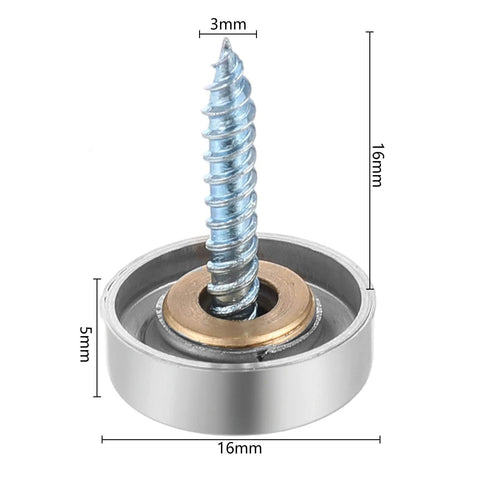 20 Pieces Stainless Steel Screw Cover Caps 0.63 Inch Diameter 16mm Mirror Finish Decorative Screws With Caps Silver Chrome