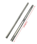 2 Pack 13.5 Inch Drawer Slides With Mounting Screws Cold Rolled Steel Glide Tracks For Cabinets Furniture And Lab Carts Smooth As Butter Operation No Hassle Install Rust Proof Finish, showing two steel tracks with mounting holes.
