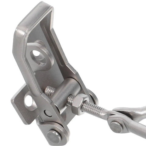 Heavy Duty Stainless Steel Toggle Clamp Latch With Lock Hole And Quick Release for boxes, luggage, industrial equipment close-up view