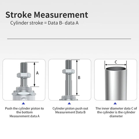 Stroke measurement diagram for Compact Mini Pneumatic Cylinder One And One Quarter Inch Bore 12 Inch Stroke Aluminum Double Acting.