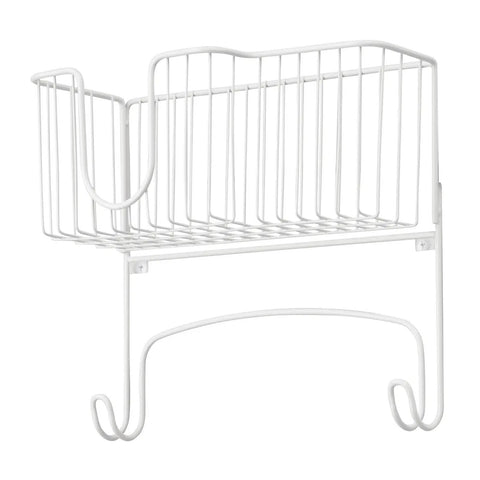 Wall Mounted Ironing Board Rack With Basket Storage For Easy Organization All-In-One Heavy Duty Steel Ironing Board Holder In White