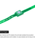 Cordless Anti Static Wrist Strap With Adjustable Silicone Bracelet For ESD Safe Computer Electronics Repair Green Color Grounding Wristband