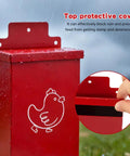 No Sweat Auto Fill Metal Chicken Grit Feeder Slick Oyster Shell Dispenser With Tight Lid, rain-resistant cover