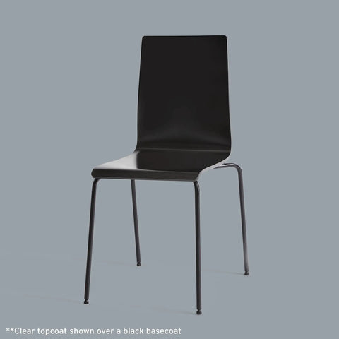 Dark chair with smooth finish illustrating Painter's Touch Latex Paint Gloss Clear Quart Quick Dry Low Odor Water Based Finish.