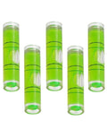 Strip Bubble Level Vial, High Precision Horizontal Spirit Level Bead(Large 5PCS) in cylindrical shape with green liquid.