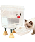 Smile Face Cat Water Dispenser With Cartoon Pet Fountain next to cat, raised reservoir, ideal for multi-floor homes, easy hydration