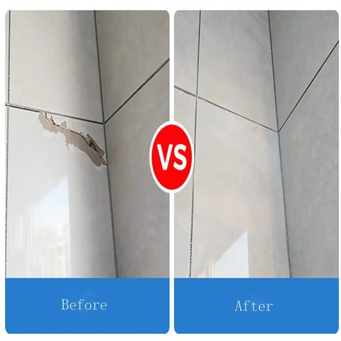 Before and after using Tile And Ceramic Glaze Repair Paste For Porcelain And Ceramic Tiles, Crack And Chip Filler And Grout Sealer