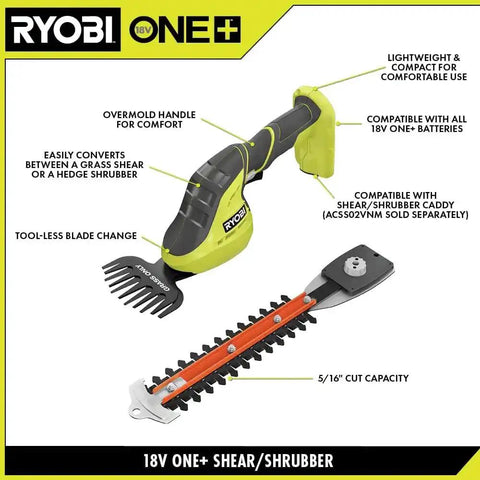 Heavy Duty 18V Cordless Grass Shear And Shrubber Trimmer Featuring Quick Swap Blades with ergonomic handle for garden use.